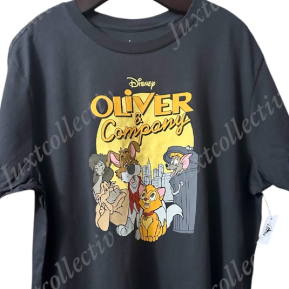 NWT Disney Parks Oliver & Company Charcoal Gray Graphic T-Shirt